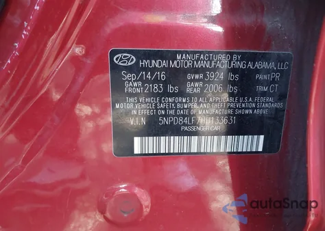 2017 Hyundai Elantra Value Edition z USA, uszkodzony, nr VIN 5NPD84LF7HH133631